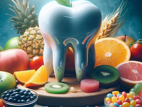 مراقبت از کامپوزیت دندان | چه کارهایی باعث ماندگاری میشود؟ I want a photo to avoid eating colored foods protect the shine of dental composites. Show me a beautiful photo. v 1 1 - مراقبت از کامپوزیت دندان | چه کارهایی باعث ماندگاری میشود؟ | کلینیک دکتر میرزایی